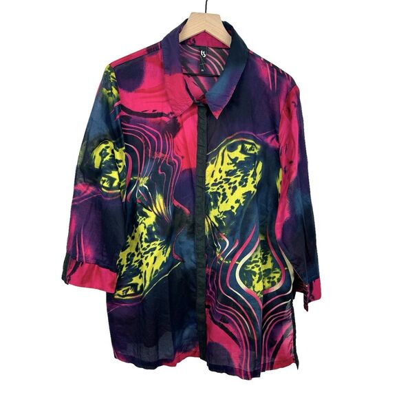 ts TAKING SHAPE Blouse Plus Sz 20 Australia Multicolor Long Sleeve Light Cotton - Picture 1 of 9